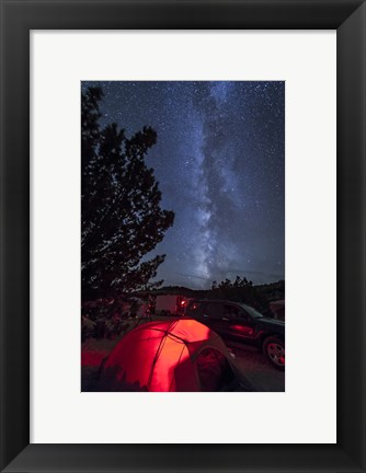 Framed Milky Way Sets Behind a Glowing Tent, Oklahoma Print