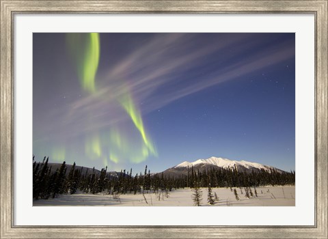 Framed Aurora Borealis over Mountain near Mayo, Yukon, Canada Print