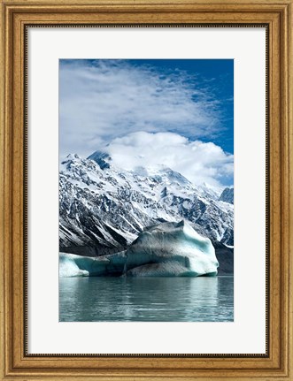 Framed Large icebergs on Tasman Glacier Terminal Lake, South Island, New Zealand Print