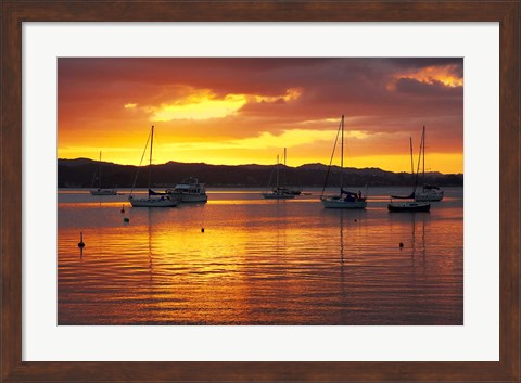 Framed Sunset, Russell, Bay of Islands, Northland, New Zealand Print