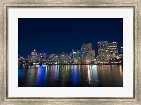 Framed Darling Harbour at night, Sydney, New South Wales, Australia Print