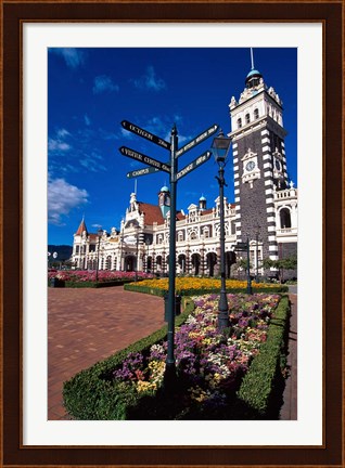 Framed Historic Railway Station building, Dunedin, New Zealand Print