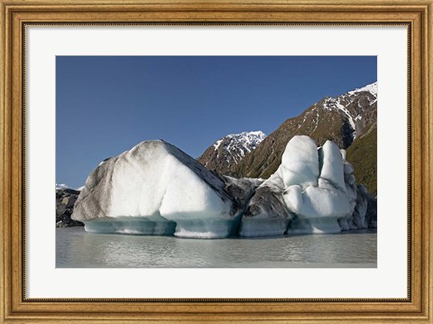 Framed Icebergs in Tasman Glacier Terminal Lake, Canterbury, South Island, New Zealand Print