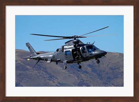 Framed RNZAF Augustawestland A109 helicopter, Warbirds over Wanaka, warplane, New Zealand Print