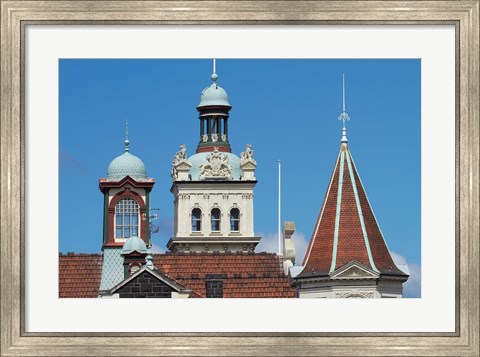 Framed Turrets, Spires &amp; Clock Tower, Historic Railway Station, Dunedin, South Island, New Zealand Print