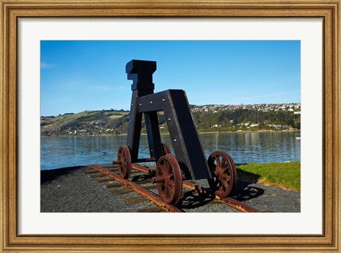 Framed Dog sculpture, Otago Boat Harbor Reserve, Dunedin, Otago, New Zealand Print
