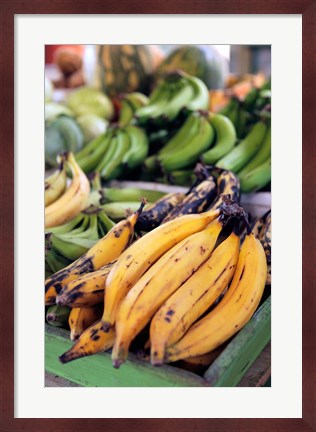 Framed Fresh bananas at the local market in St John&#39;s, Antigua Print