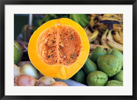 Framed Fresh vegetables and fruits at the local market in St John&#39;s, Antigua Print