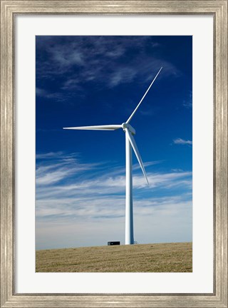 Framed Wind turbine at Mt Stuart wind farm, South Otago, New Zealand Print