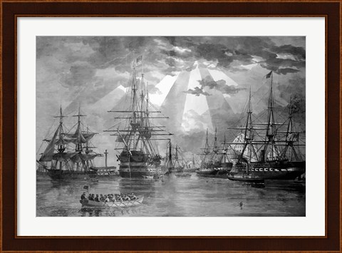 Framed US Naval Ships during the Civil War Print
