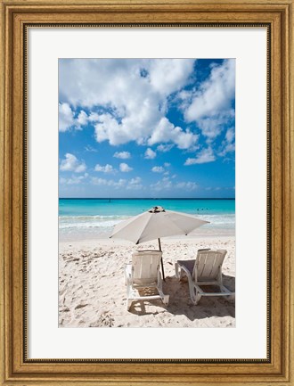Framed Carib Beach Barbados, Caribbean Print