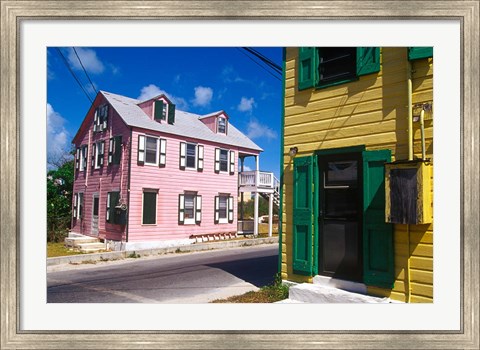 Framed Colorful Loyalist Home, Governor&#39;s Harbour, Eleuthera Island, Bahamas Print