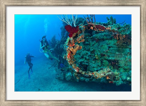 Framed Wreck of the RMS Rhone, Coast of Salt Island, near Tortola, British Virgin Islands Print