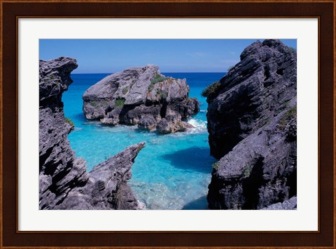 Framed Beach on South Coast, Bermuda, Caribbean Print