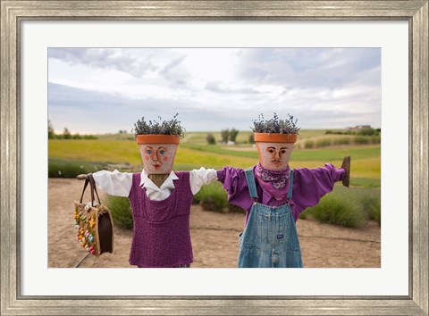 Framed Scarecrows at a lavendar farm in SE Washington Print