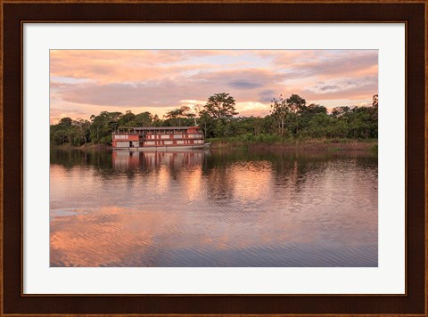 Framed Delfin river boat, Amazon basin, Peru Print