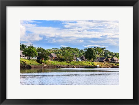 Framed Houses along a riverbank in the Amazon basin, Peru Print