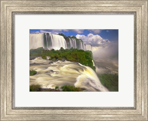 Framed Brazil, Igwacu Waterfalls into the Igwacu River Print