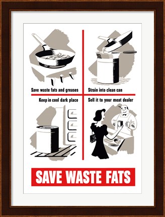 Framed Save Waste Fats Print
