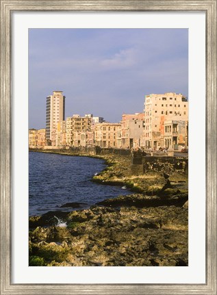 Framed Malecon, Waterfront in Old City of Havana, Cuba Print