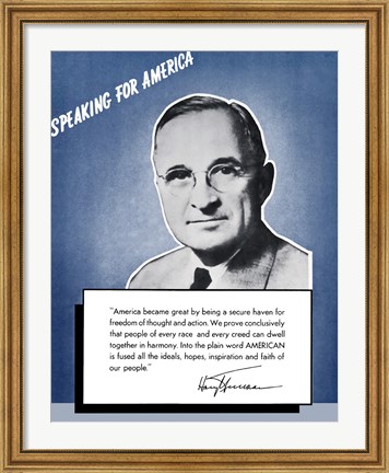 Framed Speaking for America - Harry Truman Print