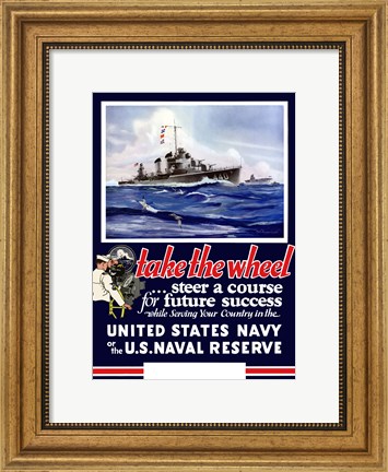 Framed Vintage World War II Navy Print
