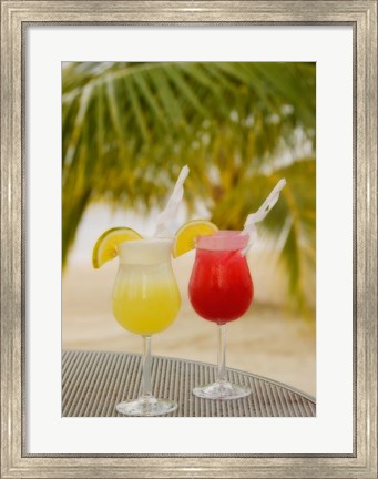 Framed Cocktails on the Beach, Jamaica, Caribbean Print