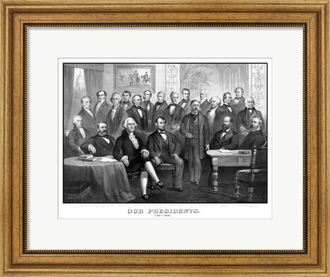 Framed First Twenty-One Presidents Seated Together in The White House Print