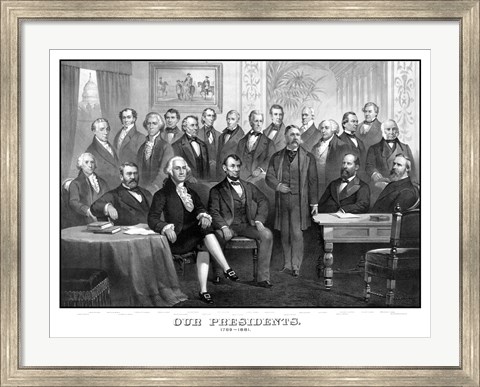 Framed First Twenty-One Presidents Seated Together in The White House Print