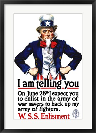 Framed Uncle Sam Recruiting Poster from WWI Print