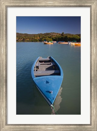 Framed Puerto Rico, Guanica, Bahia de la Ballena bay, boats Print