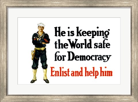 Framed Enlist and Help Him - Navy Sailor Print