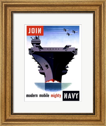 Framed Modern, Moblie, Mighty, Navy Print