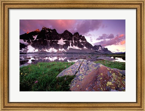 Framed Ramparts Viewed in Reflection, Tanquin Valley, Jasper National Park, Alberta, Canada Print