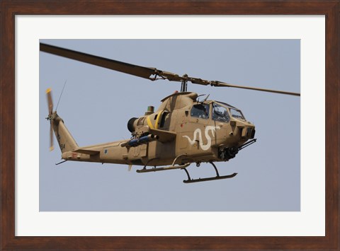 Framed AH-1S Tzefa helicopter in flight Print