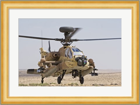 Framed AH-64D Saraf attack helicopter of the Israeli Air Force Print