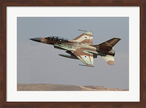 Framed F-16B Netz of the Israeli Air Force in flight over Israel Print