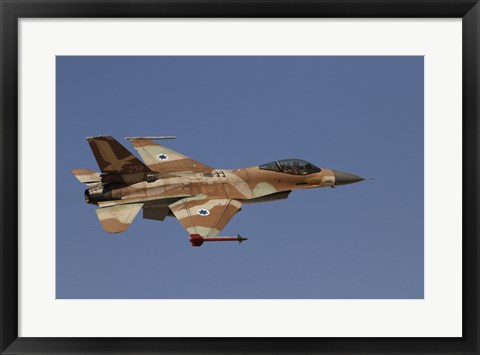 Framed F-16A Netz of the Israeli Air Force in flight over Israel Print