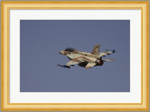Framed F-16D Barak of the Israeli Air Force flying over Israel Print