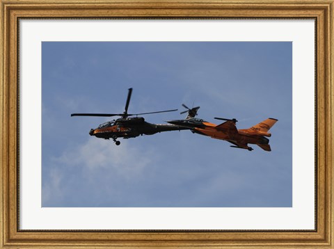 Framed F-16 Falcon and AH-64 Apache from the Royal Netherlands Air Force Print