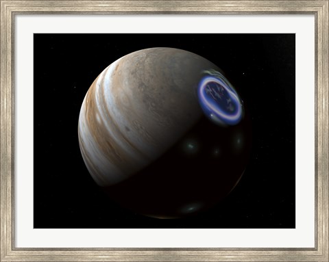 Framed Artist&#39;s concept of an aurora on Jupiter&#39;s north pole Print