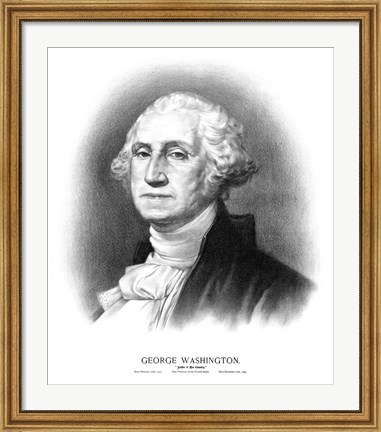 Framed Bust of President George Washington Print