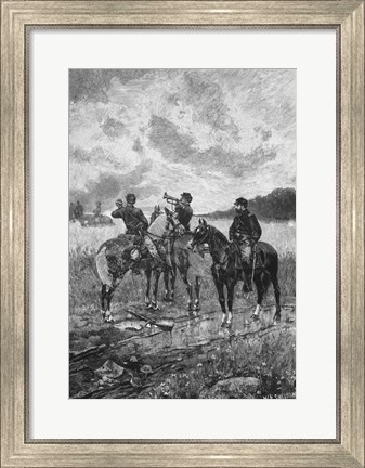 Framed Three Civil War Soldiers onHorseback Print