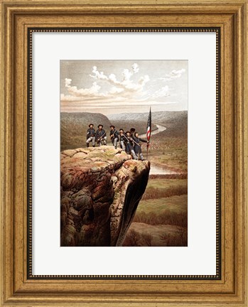 Framed Union Soldiers on the Summit of Lookout Mountain Print