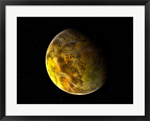 Framed Illustration of a Rocky and Variegated Extrasolar Planet, Gliese 581 C Print
