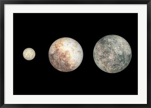 Framed Dwarf Planets Ceres, Pluto, and Eris Print