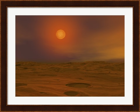 Framed Artist&#39;s concept of Teide 1 from the Surface of a Hypothetical Mars-like Planet Print