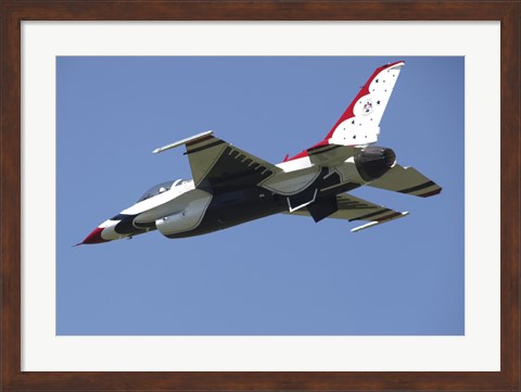 Framed US Air Force F-16 Thunderbird Jet in Flight over Belgium Print