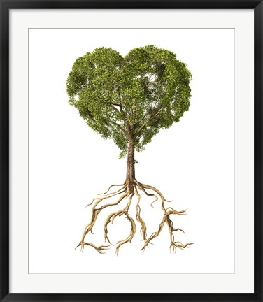 Framed Tree with Foliage in the Shape of a Heart Print