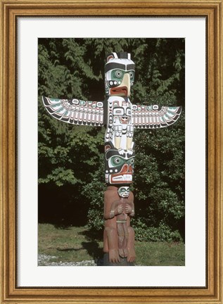 Framed Totem Pole at Stanley Park, Vancouver Island, British Columbia, Canada Print